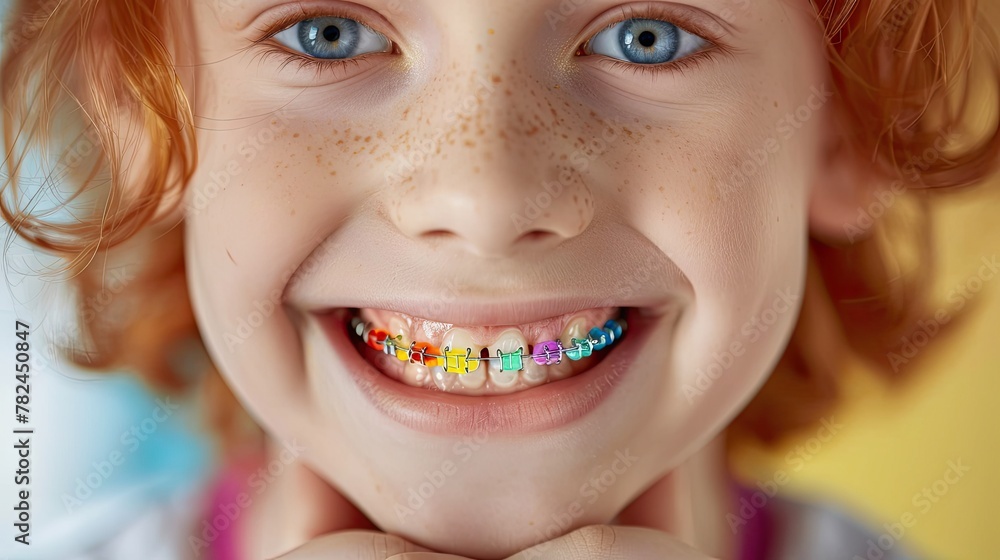 portrait of a ginger boy with teeth braces. Generative AI portrait of a ginger boy with teeth braces. Generative AI