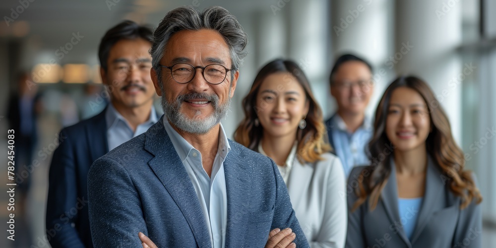 A dynamic and cohesive business team, comprising Asian and Caucasian professionals, collaborates confidently in the office. A dynamic and cohesive business team, comprising Asian and Caucasian professionals, collaborates confidently in the office.