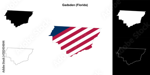 Gadsden County (Florida) outline map set