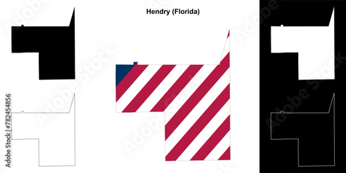 Hendry County (Florida) outline map set photo