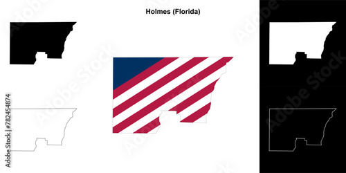 Holmes County (Florida) outline map set