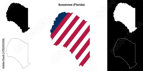 Suwannee County (Florida) outline map set photo