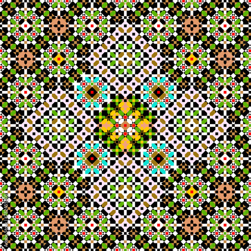 Detailed motif inspired by Moroccan mosaics and arabesque art, Geometric shape, Islamic seamless pattern, a modern and unique Islamic ornament, minimalist mosaic