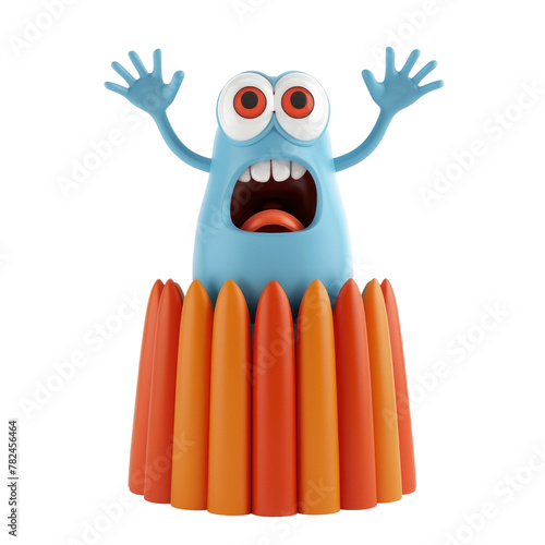 Close-up image of a toy with a surprised face expression, set on a transparent background