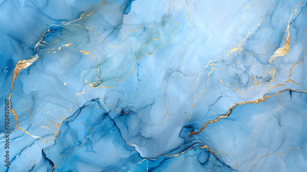 Naklejka premium Abstract Aquamarine Marble Texture with Gold Accents