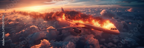 Skyward aircraft inferno: showcasing the severity of aviation emergencies.