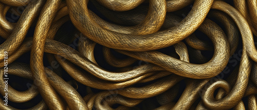 Golden snake chains background © Mikalai