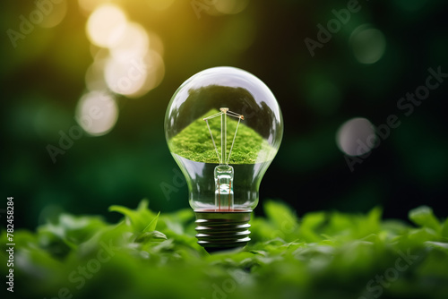 Bulb With Green Sprout Sunburst Background 