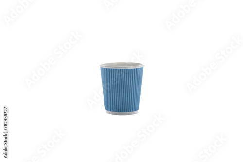 Paper cups for drinks of blue color isolated on a white background. Disposable cup.