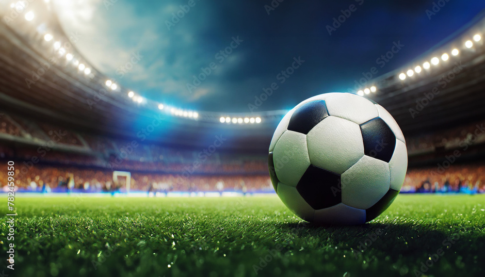 Obraz premium Emotionen im Spiel: Dramatische Szene mit Fußball im Stadion 