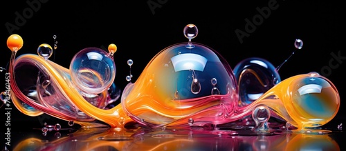 Colorful abstract bubble photography, copy space photo