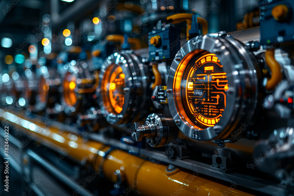 Fototapeta premium A predictive maintenance system using AI to analyze equipment performance data and schedule maintenance tasks proactively. Concept of asset management and optimization. Generative Ai.