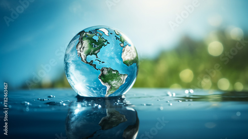 Planet Earth droping into the water  © Malik