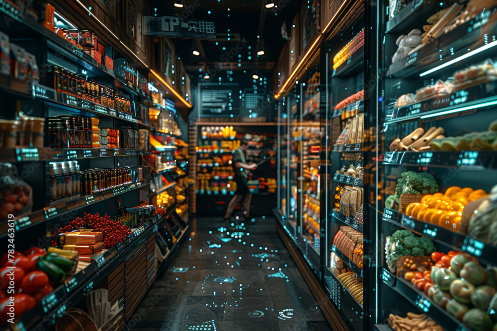 An AI algorithm analyzing market trends and consumer behavior to optimize pricing and promotions in retail businesses. Concept of dynamic pricing and retail analytics. Generative Ai.