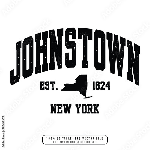 Johnstown text effect vector. Editable college t-shirt design printable text effect vector photo