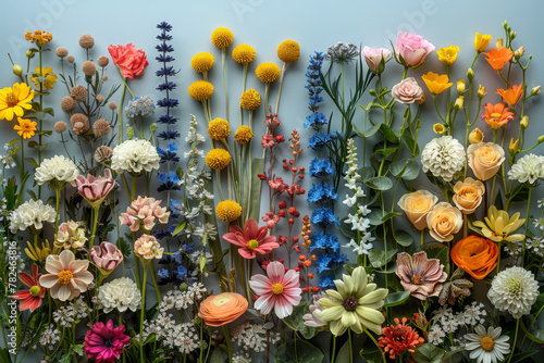 An assortment of botanical illustrations and pressed flowers, arranged in a botanical-themed collage. Concept of nature and botanical art. Generative Ai.