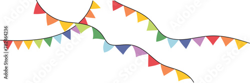 Triangular swag flags, decorative colorful party pennants for birthday celebration, festival decoration.
