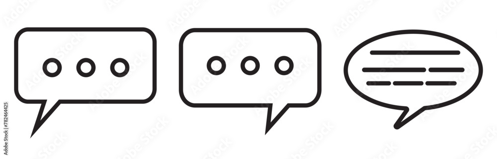 Chat icons vector isolated element. Set of talk bubble speech signs. Blank bubbles vector icons. Message vector icons. Chat icons vector isolated element. Set of talk bubble speech signs. Blank bubbles vector icons. Message vector icons.