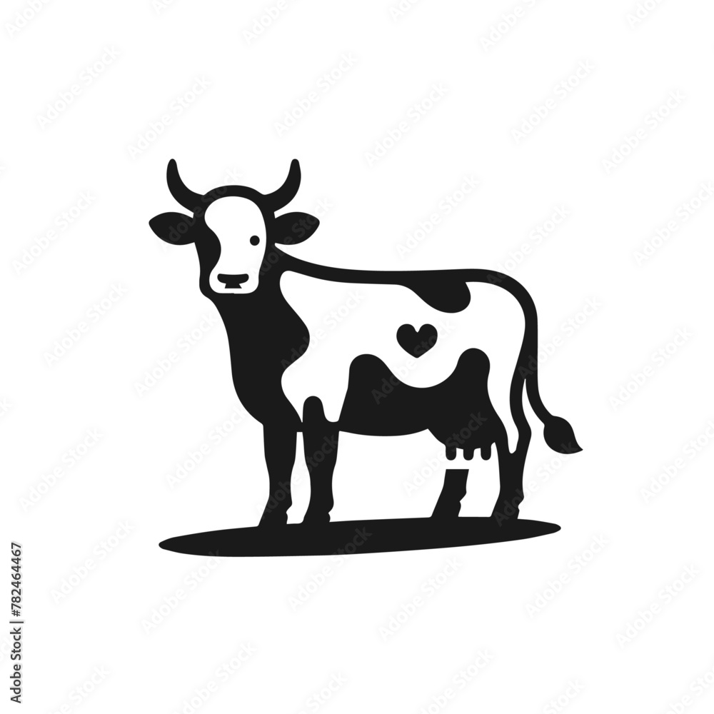 Cow 🐮 graphic icon. Cow black silhouette isolated on white background. Vector illustration
