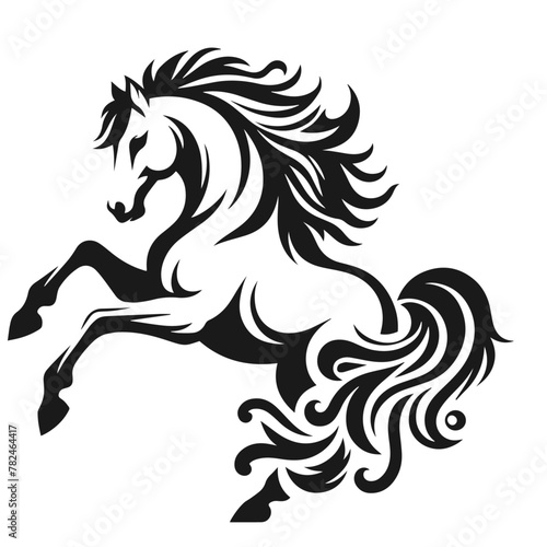 Horse      silhouette animal set isolated on white background. Black horses graphic element vector illustration 