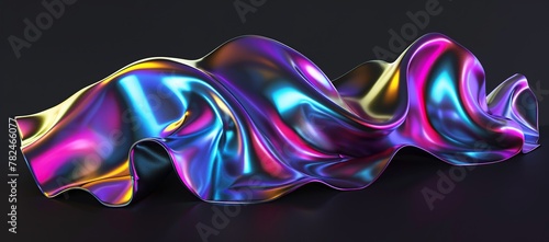 Modern abstract pattern, bright colorful paint splash fluid. Gradient colorful holographic liquid metal wavy shape.
