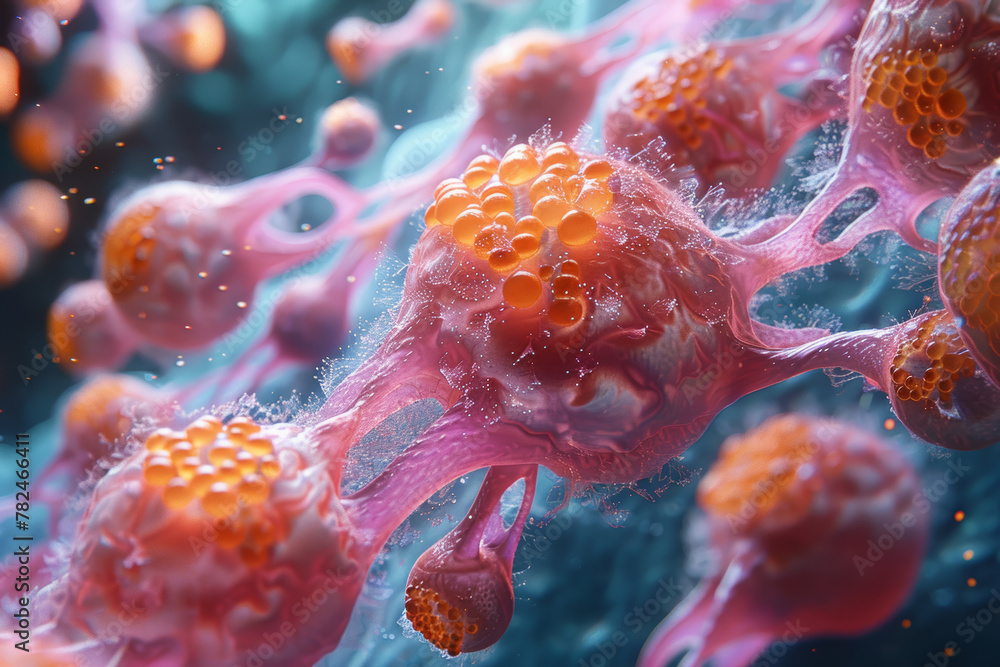 A graphic representation of the immune system's response to infection, illustrating the complex interactions between cells and molecules. Generative Ai. A graphic representation of the immune system's response to infection, illustrating the complex interactions between cells and molecules. Generative Ai.