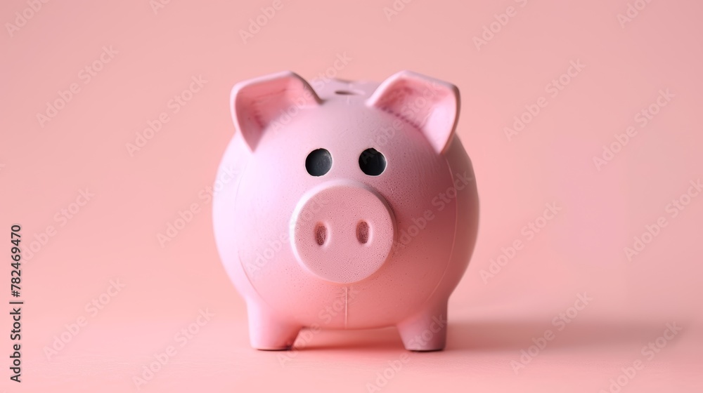 Pink piggy bank on a pastel background. Savings and personal finance concept with room for text for advertising and educational content