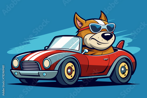 A cool bully dog driving on super car