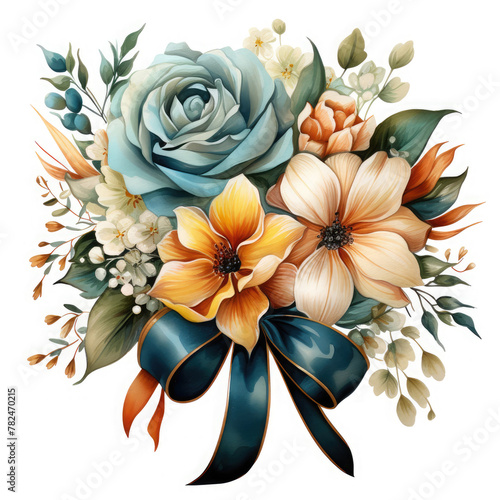 Watercolor Floral Bow Illustration  Generative Ai
