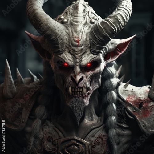 a statue of a demon with horns © Xanthius