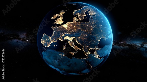Illuminated europe on earth at night