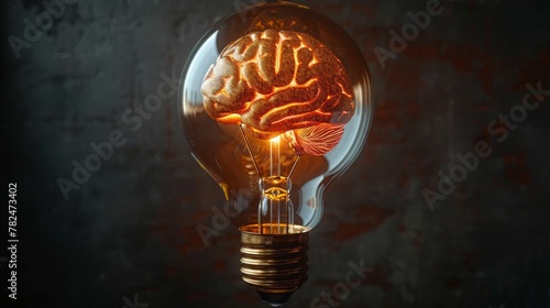 Brain power concept with lightbulb