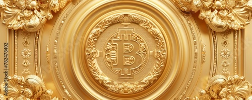 Luxurious golden bitcoin emblem design