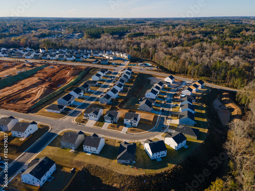 Aerial landscape of Euchee Creek Trails suburban neighborhood during Fall in Grovetown Augusta Georgia photo