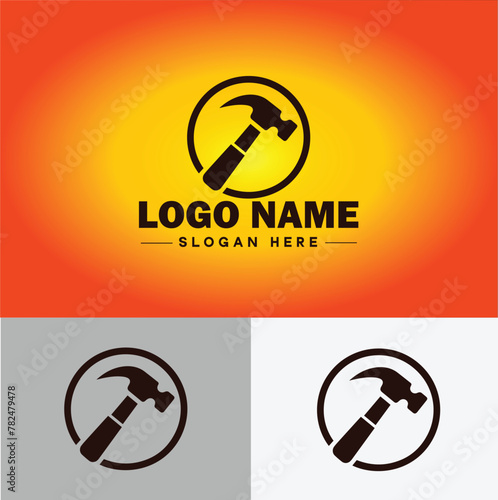 Hammer logo icon house repair tools construction thor icon vector for business app silhouette logo template