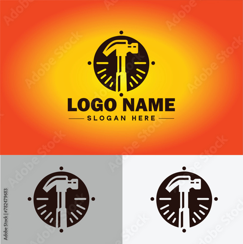 Hammer logo icon house repair tools construction thor icon vector for business app silhouette logo template