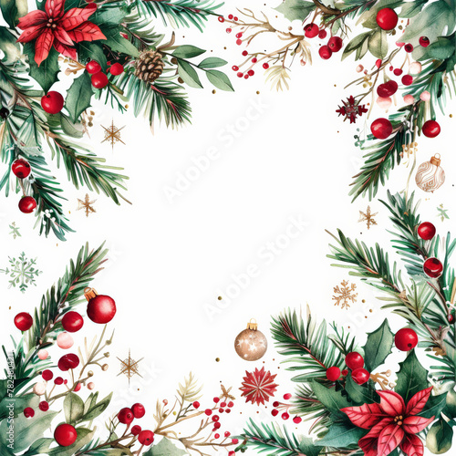 christmas, frame, tree, holiday, decoration, branch, fir, pine, border, winter, celebration, xmas, holly, wreath, green, card, ball, evergreen, design, new year, spruce, new, illustration, ornament, v
