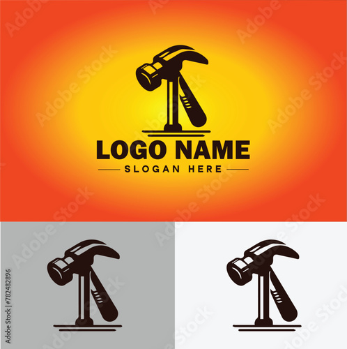 Hammer logo icon house repair tools construction thor icon vector for business app silhouette logo template
