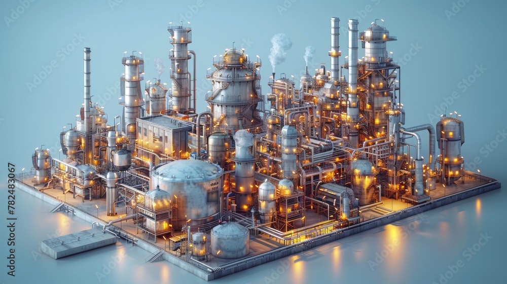 Obraz premium Futuristic industrial complex on waterfront