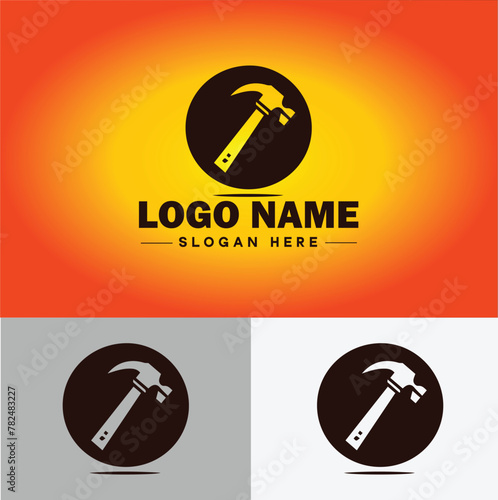 Hammer logo icon house repair tools construction thor icon vector for business app silhouette logo template