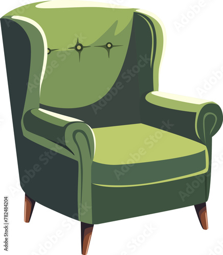 vector illustration, soft old chair, Stylish  flat karton style comfortable armchair. Part of the interior of a living room or office. Isolated 