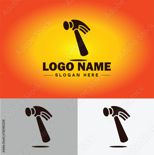 Hammer logo icon house repair tools construction thor icon vector for business app silhouette logo template