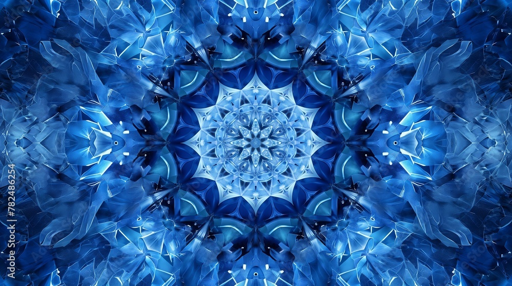 blue octagonal shape kaleidoscope background.  - obrazy, fototapety, plakaty 