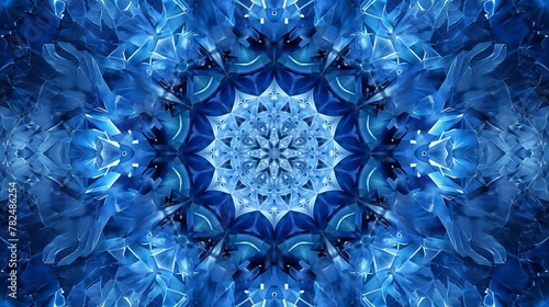 blue octagonal shape kaleidoscope background. 