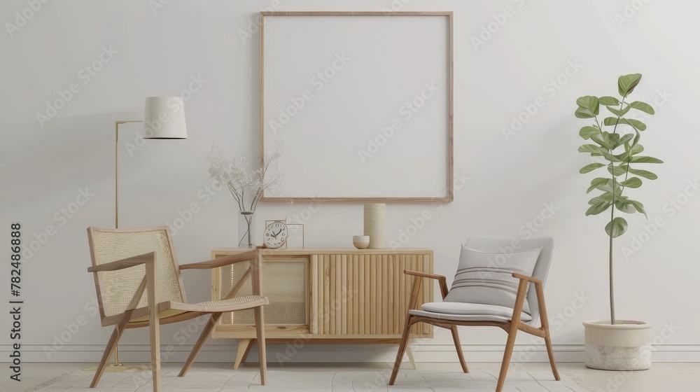 Frame mockup, Modern interior design. 3D render Frame mockup, Modern interior design. 3D render