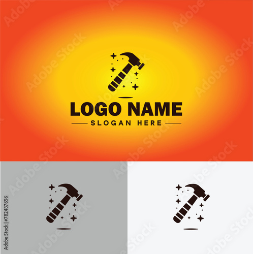 Hammer logo icon house repair tools construction thor icon vector for business app silhouette logo template