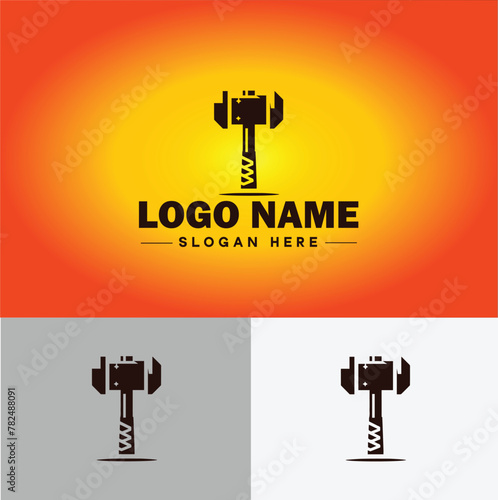 Hammer logo icon house repair tools construction thor icon vector for business app silhouette logo template