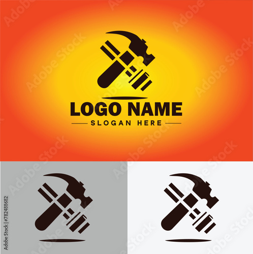 Hammer logo icon house repair tools construction thor icon vector for business app silhouette logo template