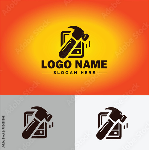 Hammer logo icon house repair tools construction thor icon vector for business app silhouette logo template