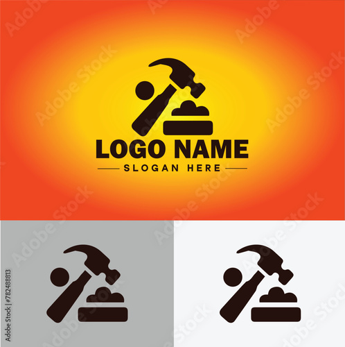 Hammer logo icon house repair tools construction thor icon vector for business app silhouette logo template
